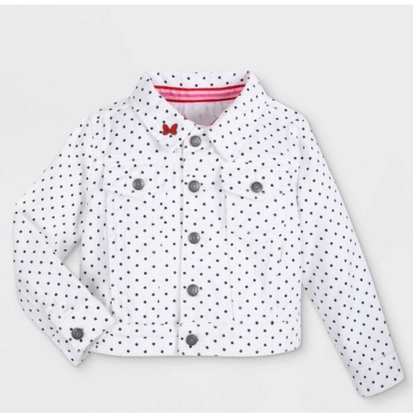 DISNEY Minnie Mouse Jean Jacket in Polka Dot - size 9/10 - Picture 2 of 9